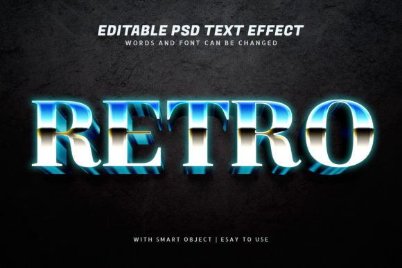 Download Retro 3d Blue Gradient Text Effect - Text Collection