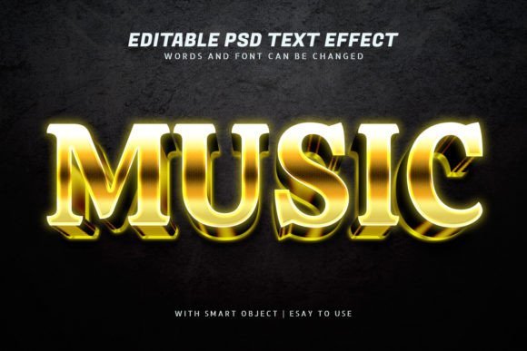 Download Music 3d Yellow Gradient Text Effect - Text Collection