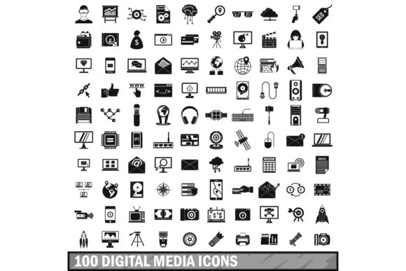 Download 100 Digital Media Icons Set - Digital media Collection