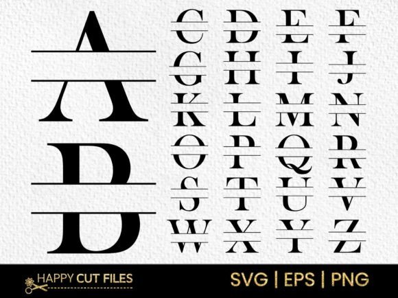 Download Split Letter Monogram SVG Font a-Z Png - Svg font Collection