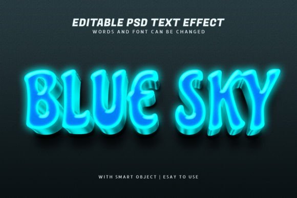 Download Blue Sky 3d Glow Text Effect Editable - Text Collection