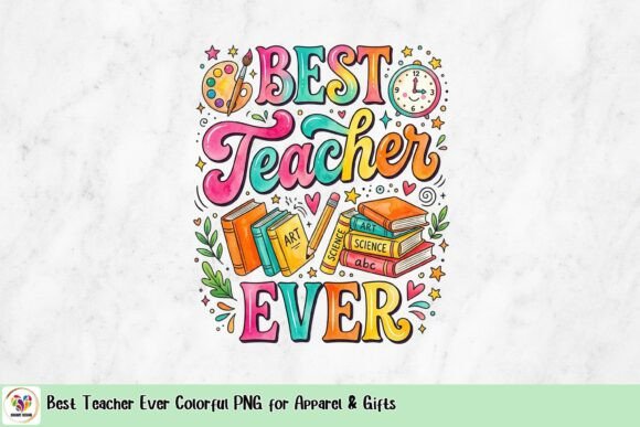 Download Best Teacher Ever Colorful PNG for Apparel &amp; Gifts - Best Collection