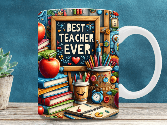 Download Best Teacher Ever School Mug Wrap Png - Best Collection