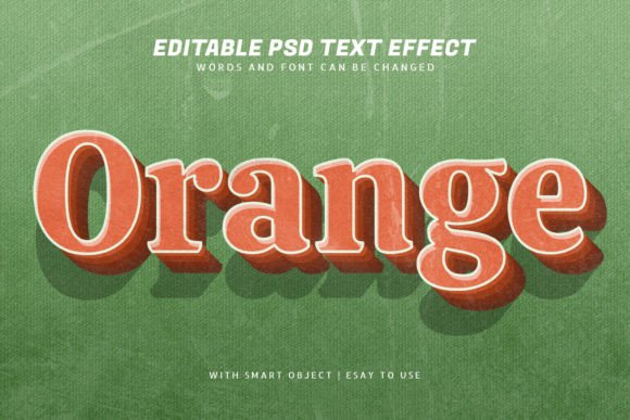 Download Orange 3d Vintage Style Text Effect - Text Collection