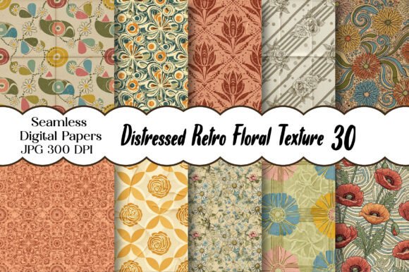 Download Distressed Retro Floral Texture Pack - Text Collection